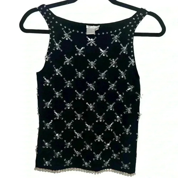 Worth Crystal Embellished Black  Tank Top Size P - Picture 2 of 4